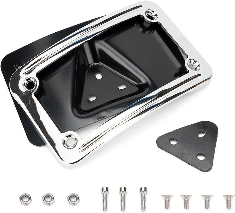 SoCiMa 9171 Curved Laydown License Plate Mount with Frame Compatible with Harley Davidson 3 Hole Mount (Silver) - Image 5